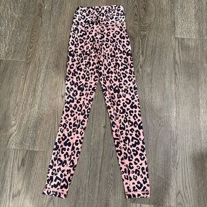 Aerie Pink and Black Leopard Print Leggings